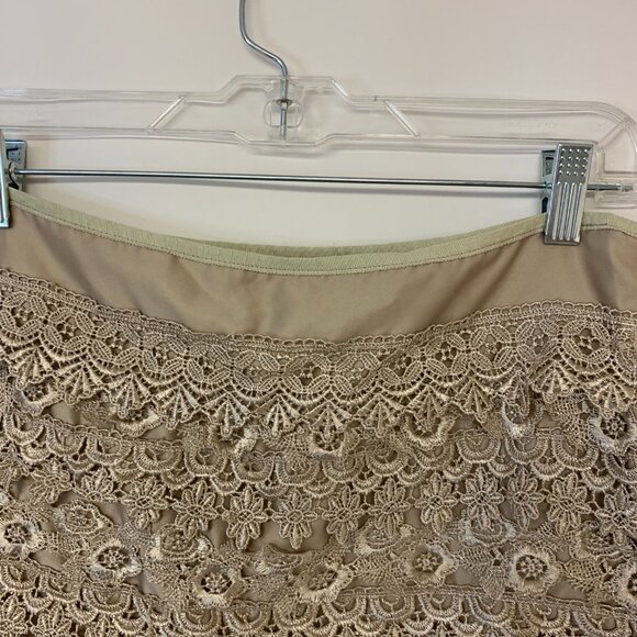 Sans Souci Skirt Tan Mini Lace Floral Dainty Feminine Coquette Womens SZ L - Picture 3 of 7